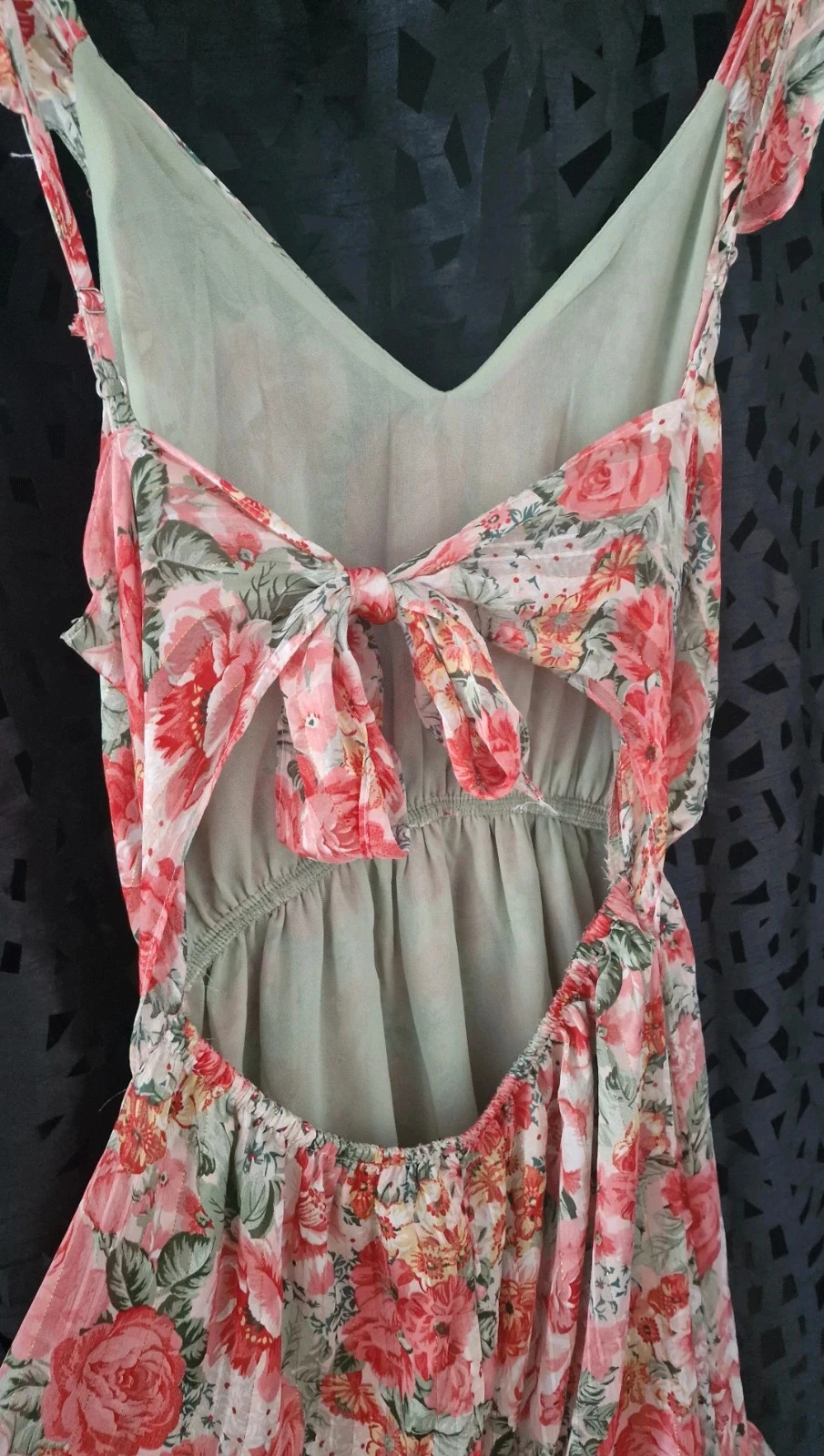 Vestido floral Peace n' Love S/M – Costas abertas – Fios dourados lurex – Nova com etiqueta – photo 13